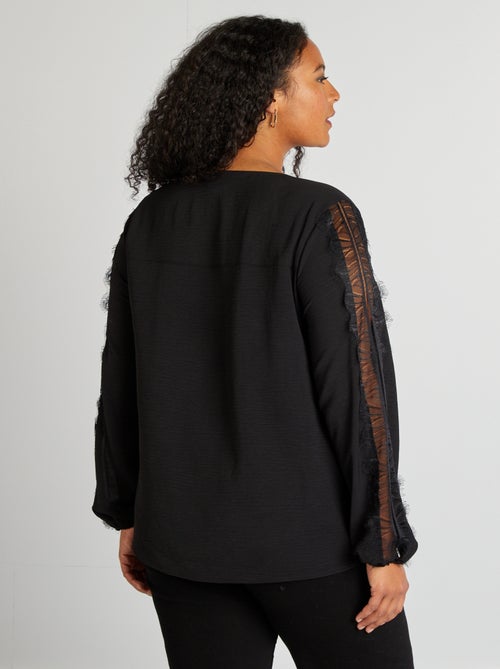 Blouse met kant aan de mouwen - Kiabi