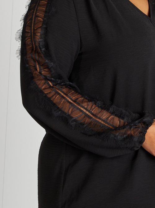 Blouse met kant aan de mouwen - Kiabi