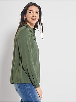 Blouse met kanten borststuk - Kiabi