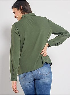 Blouse met kanten borststuk - Kiabi