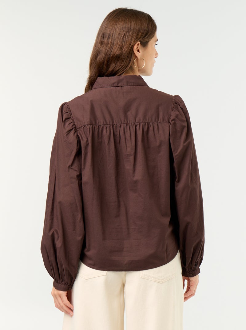 Blouse met knoopkraag Bruin - Kiabi