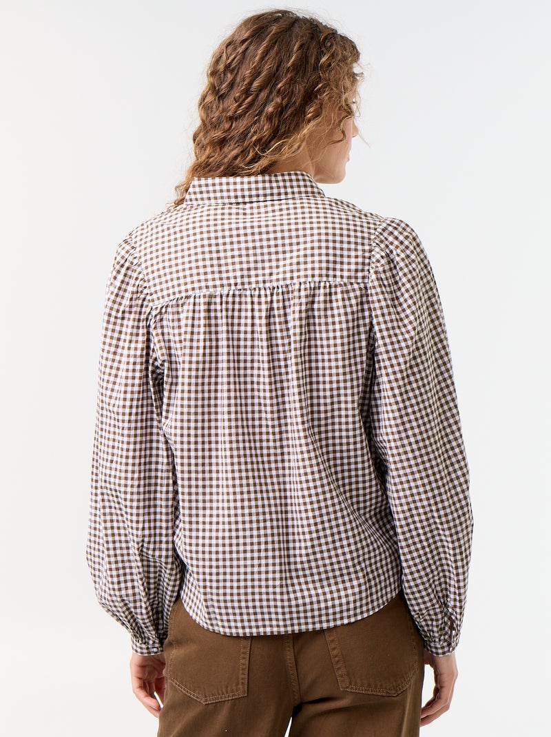 Blouse met knoopkraag Kaki - Kiabi