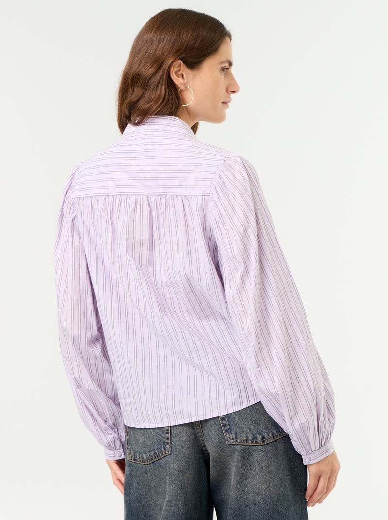 Blouse met knoopkraag Paars - Kiabi
