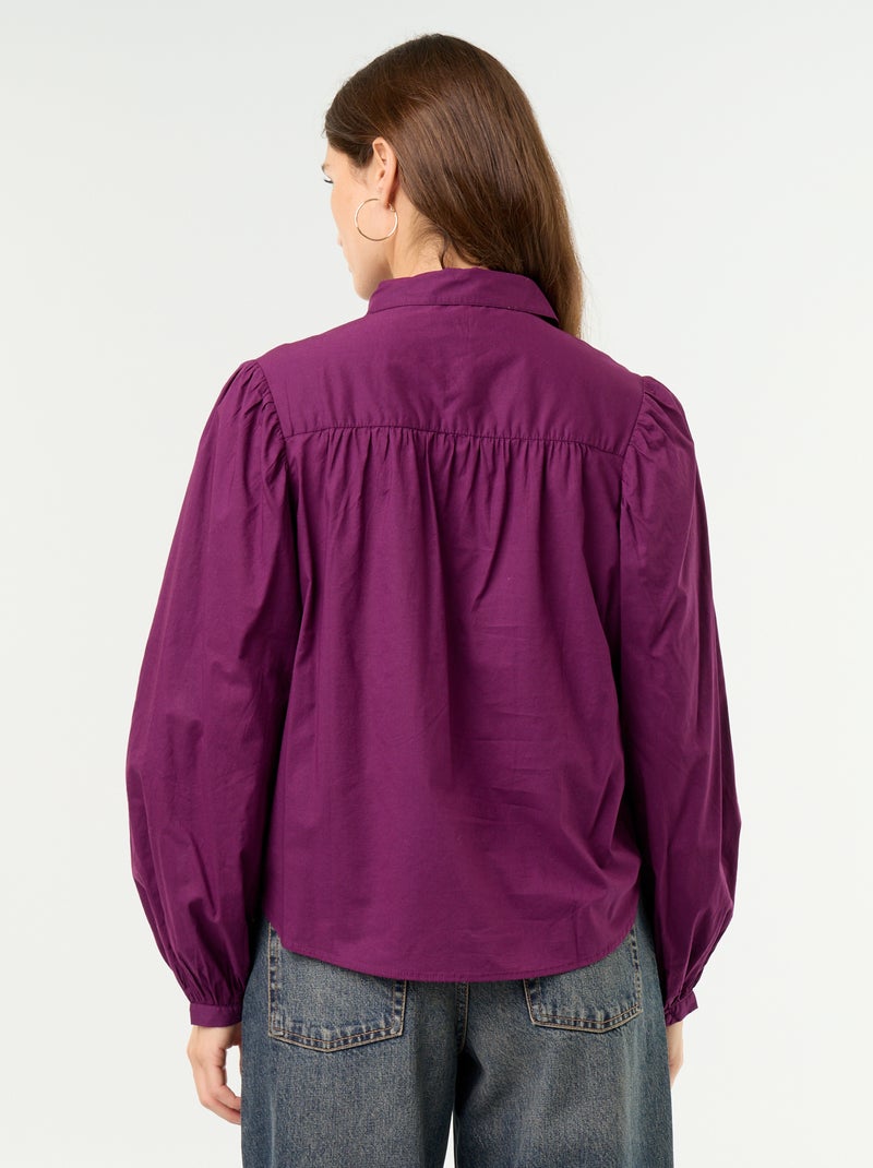 Blouse met knoopkraag Paars - Kiabi
