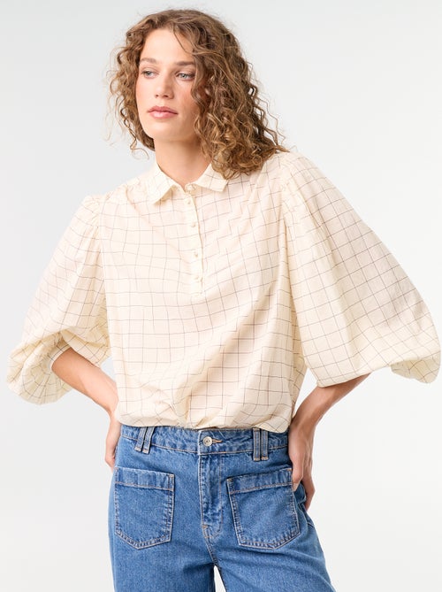 Blouse met knoopkraag - Kiabi