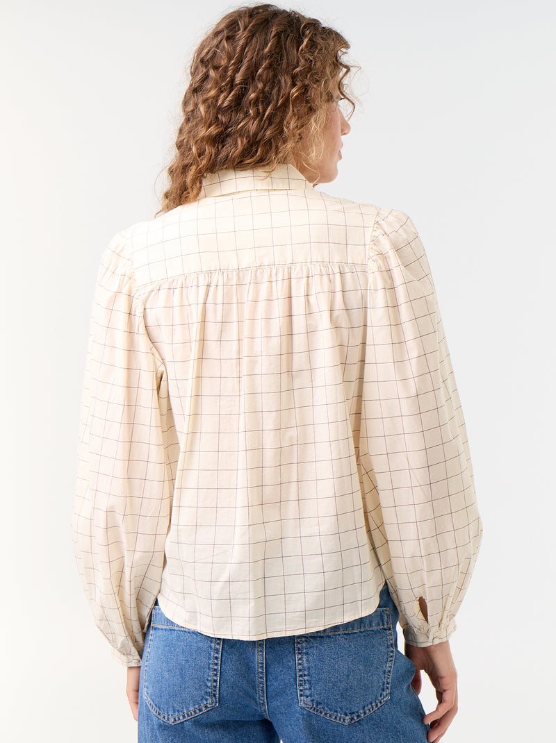 Blouse met knoopkraag Wit - Kiabi