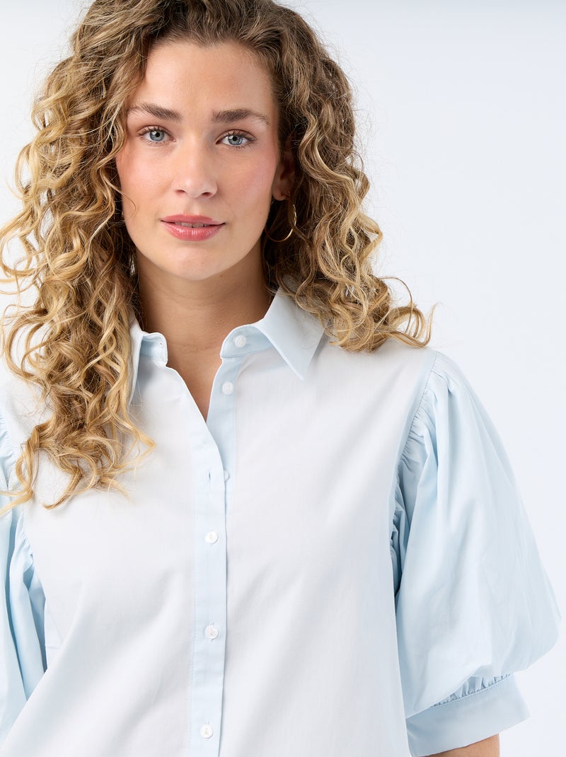 Blouse met korte ballonmouwen Blauw - Kiabi