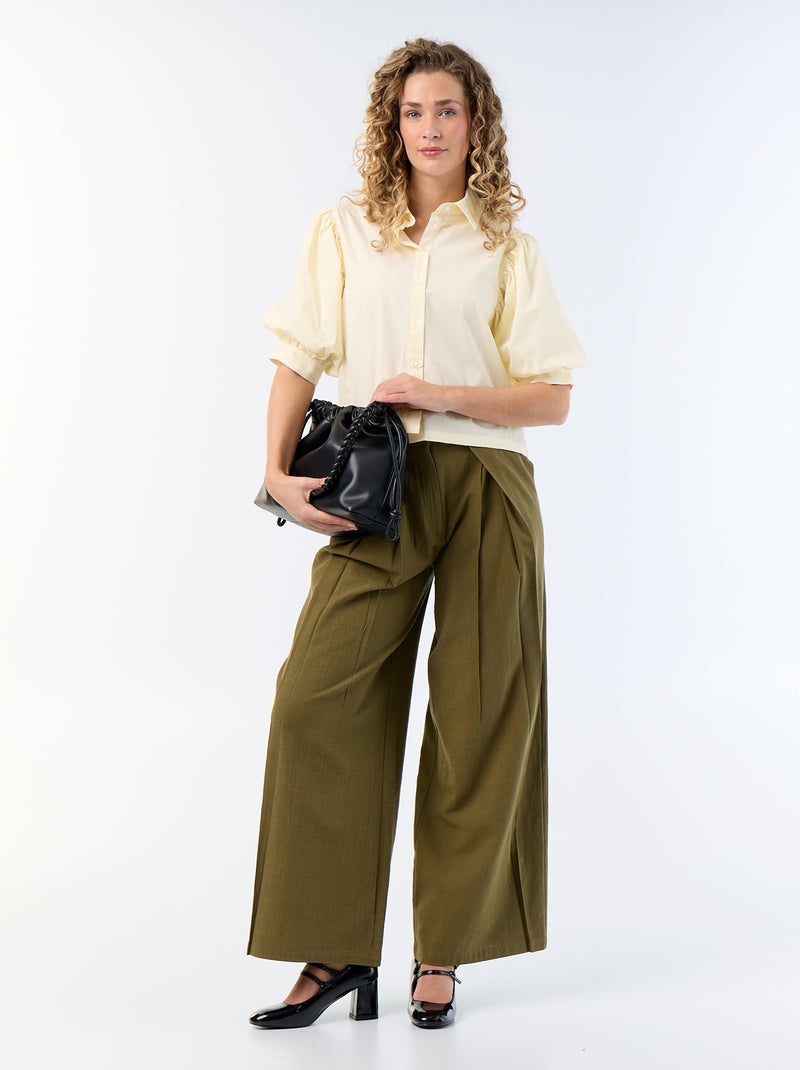Blouse met korte ballonmouwen Geel - Kiabi