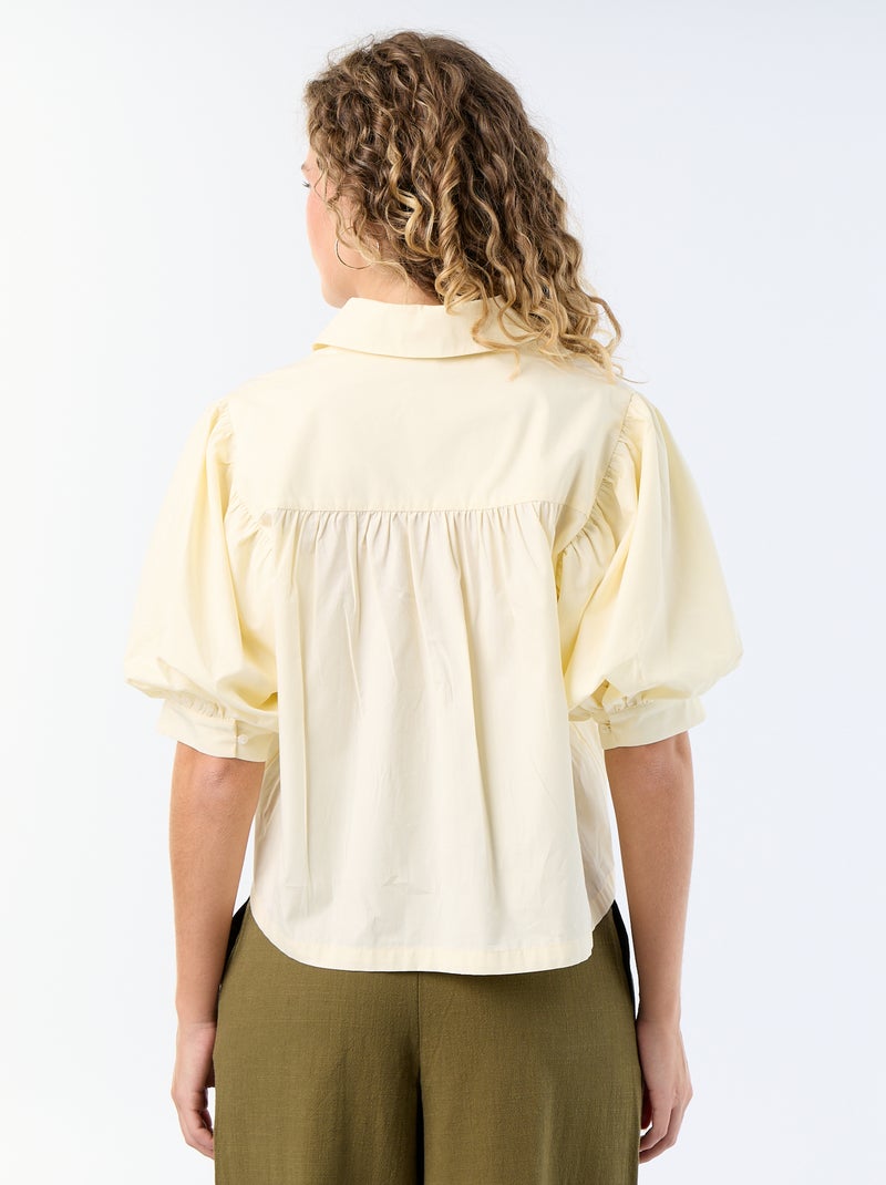 Blouse met korte ballonmouwen Geel - Kiabi