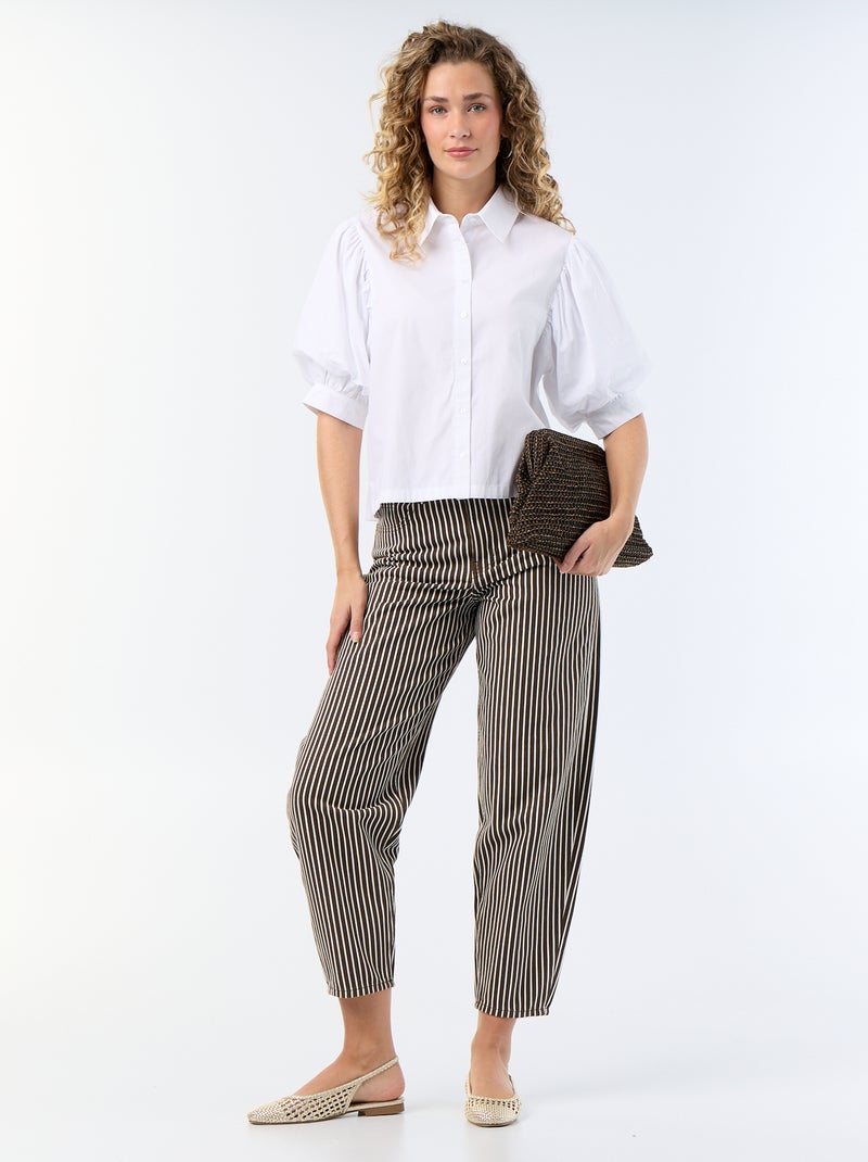 Blouse met korte ballonmouwen Wit - Kiabi