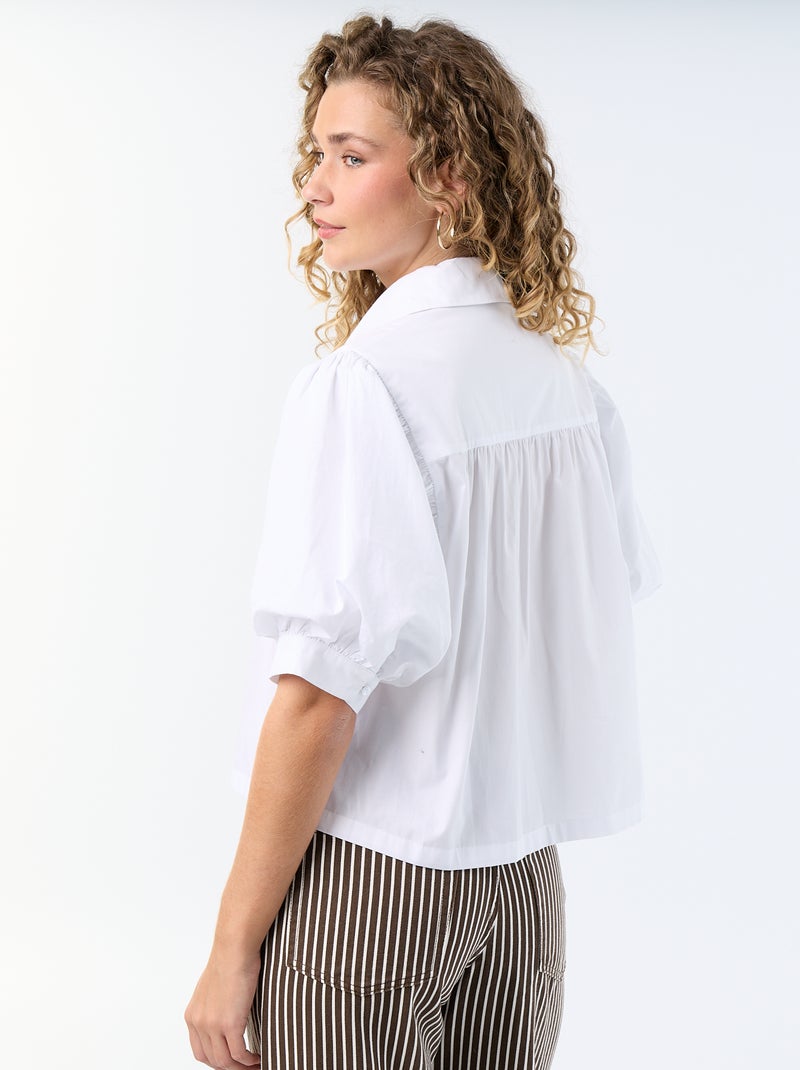 Blouse met korte ballonmouwen Wit - Kiabi