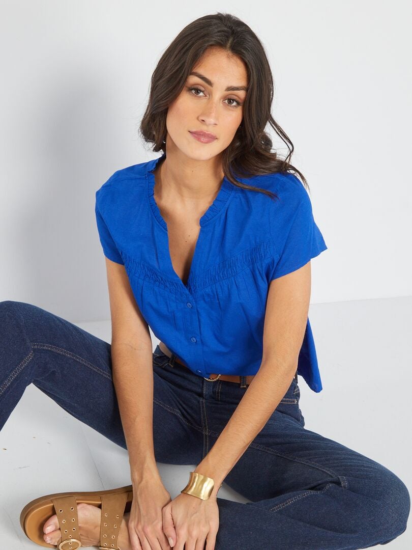 Blouse met korte mouw BLAUW - Kiabi