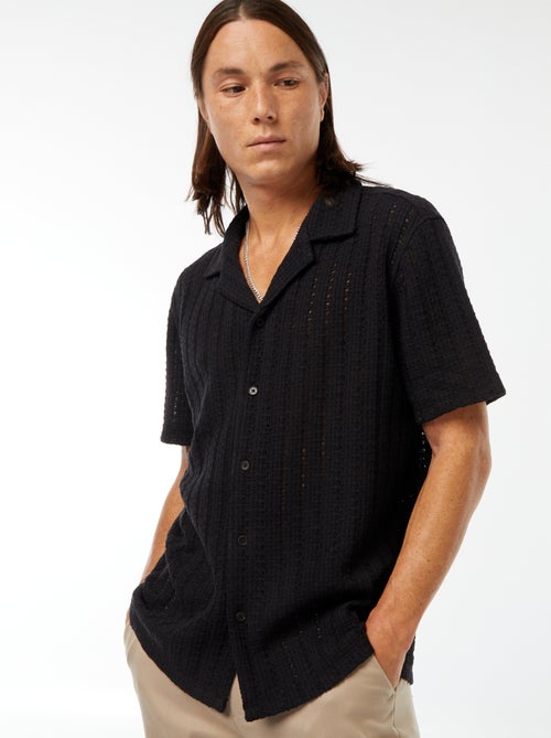 Blouse met korte mouw en ajourmotiefje - Kiabi