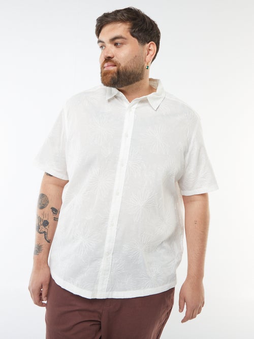 Blouse met korte mouw en geborduurd bloemetjesmotief - Kiabi