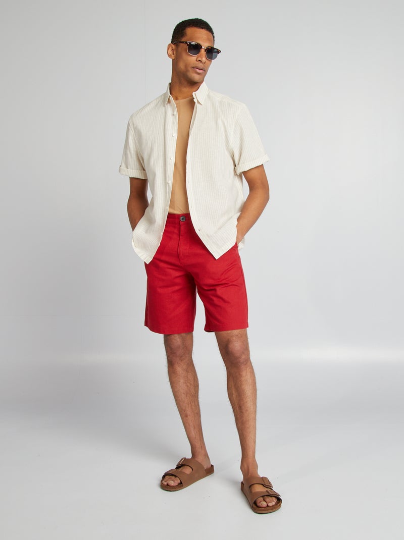 Blouse met korte mouw en motiefje BIEGE - Kiabi