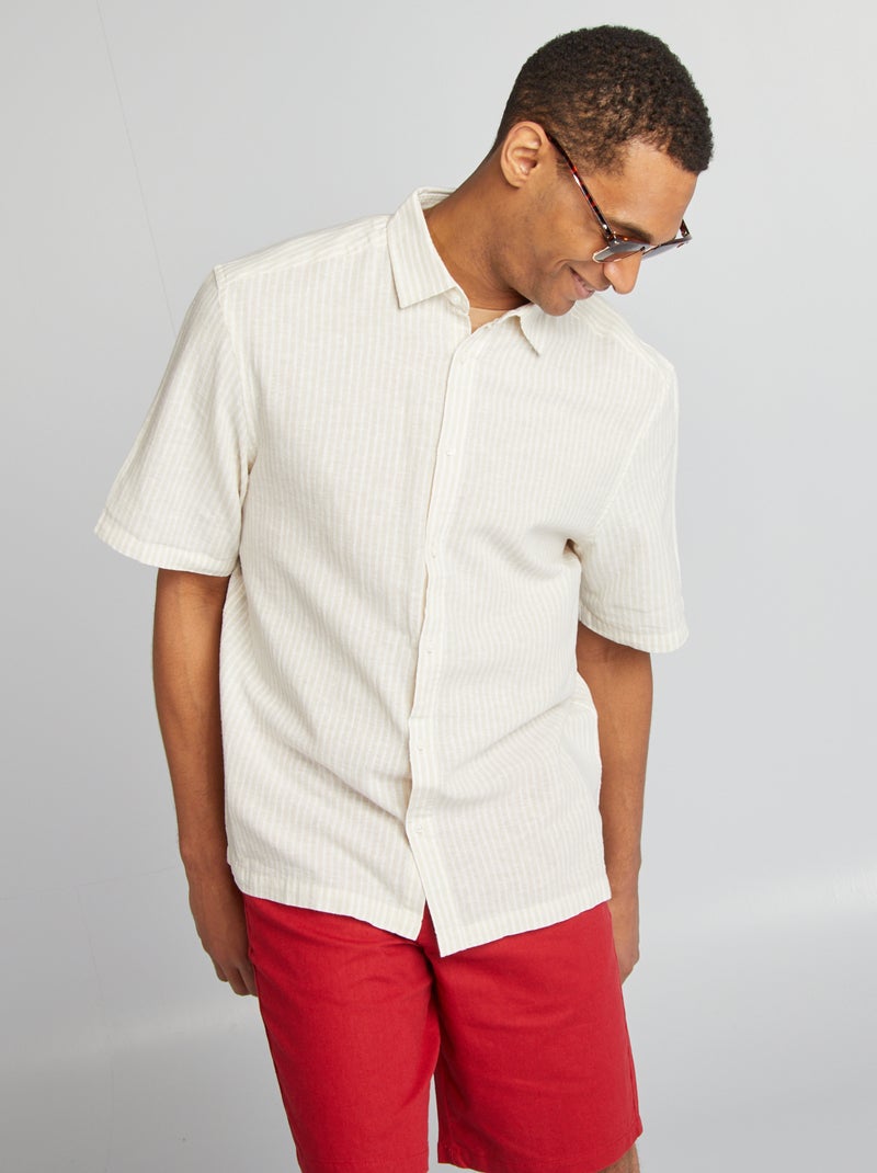 Blouse met korte mouw en motiefje BIEGE - Kiabi