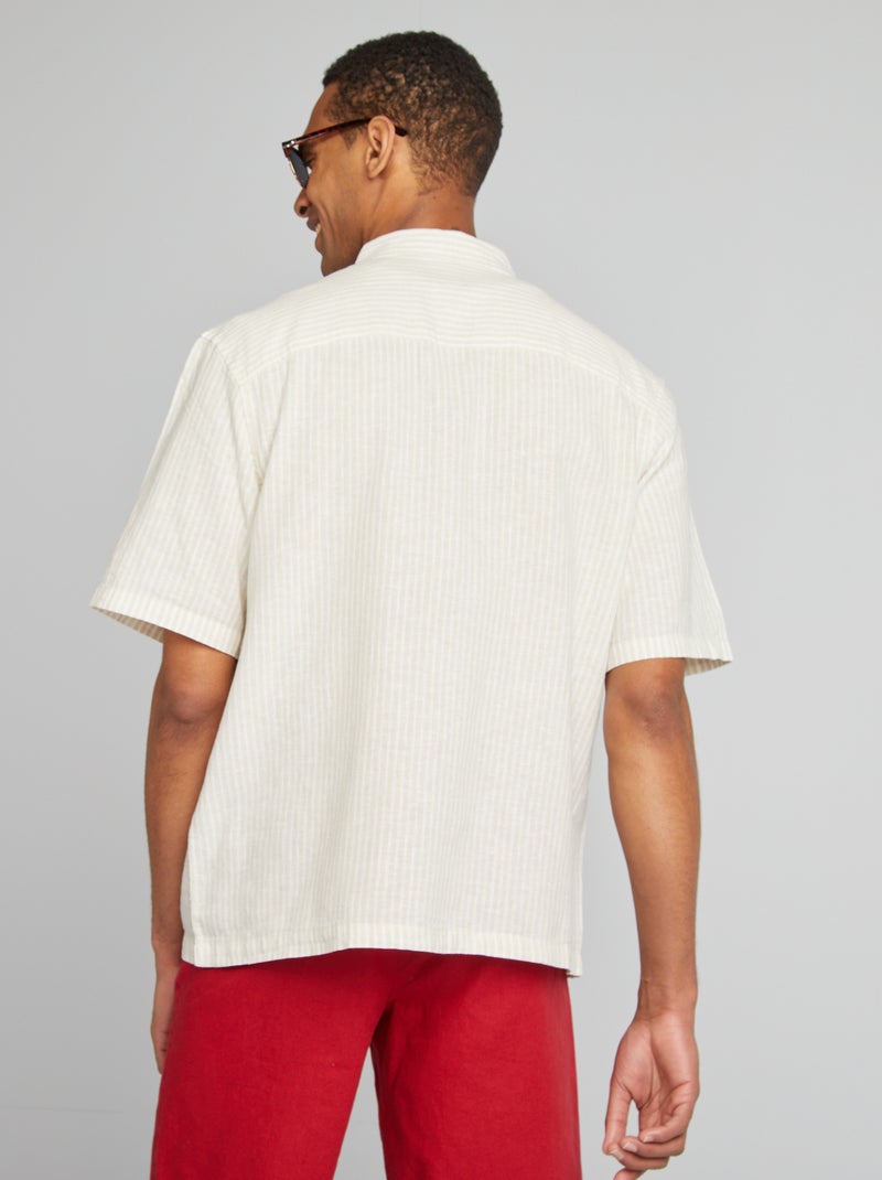 Blouse met korte mouw en motiefje BIEGE - Kiabi