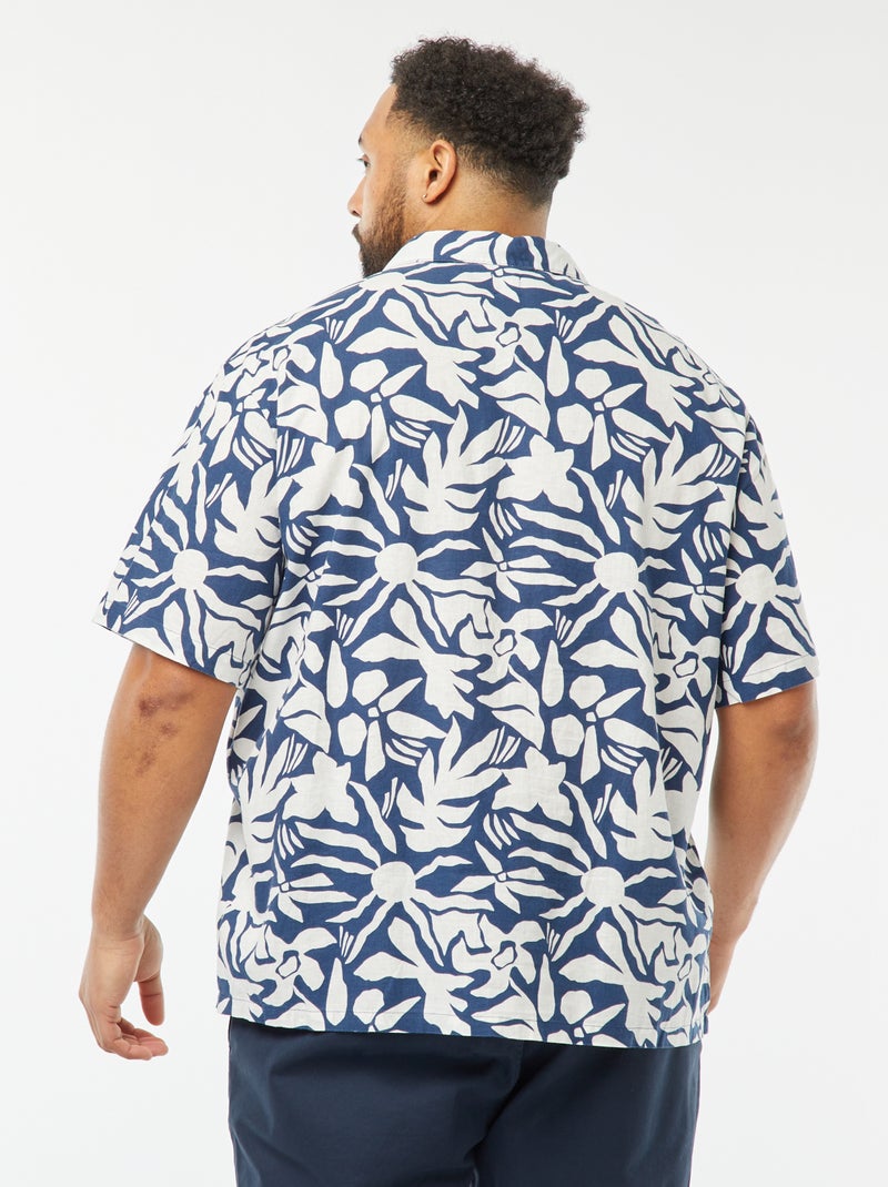Blouse met korte mouw en motiefje Blauw - Kiabi
