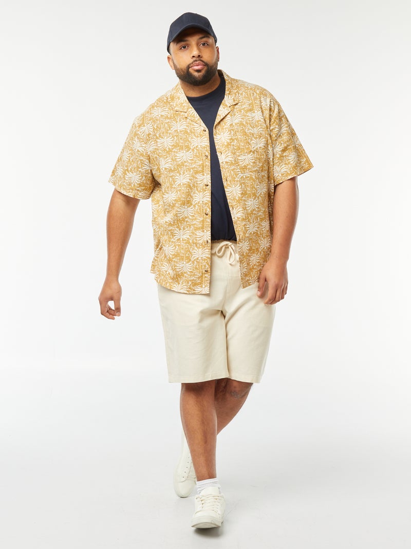 Blouse met korte mouw en motiefje Geel - Kiabi