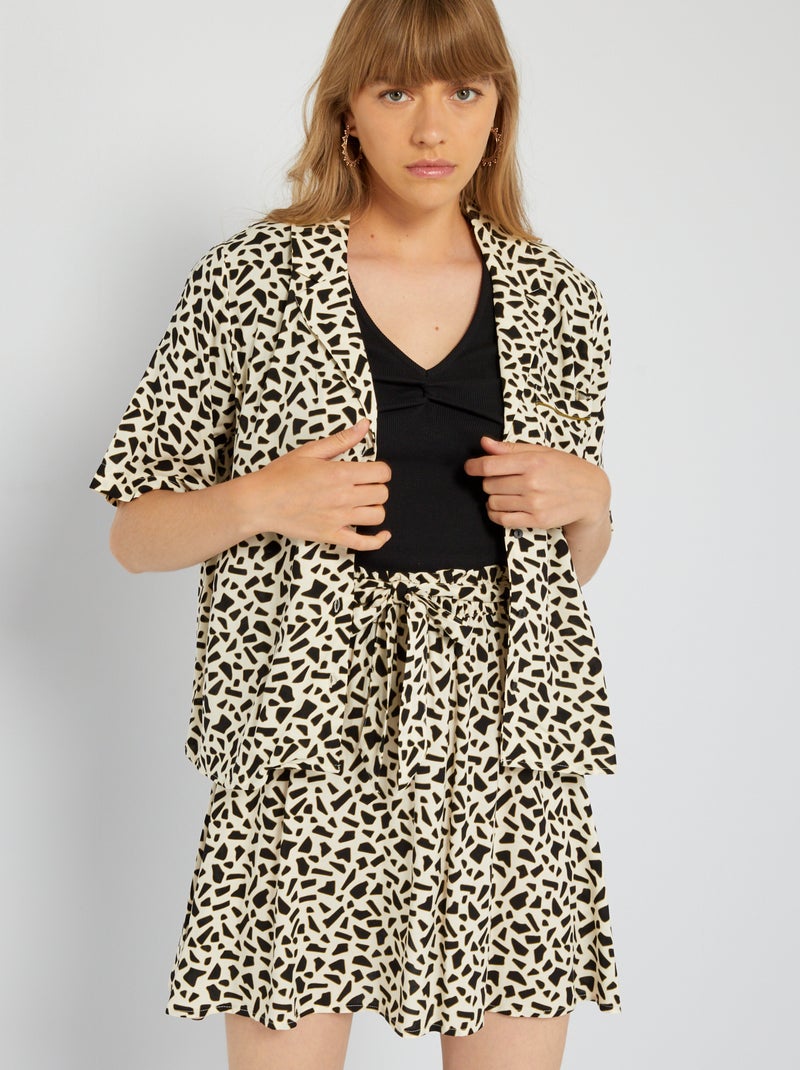 Blouse met korte mouw en motiefje WIT - Kiabi