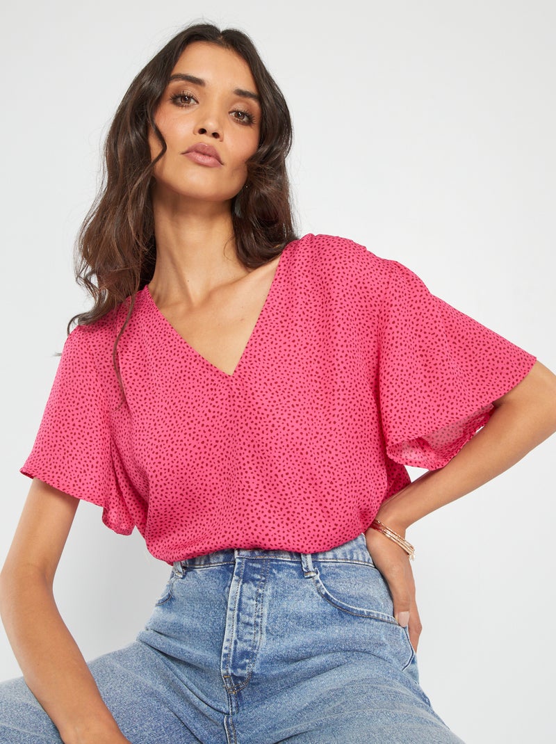 Blouse met korte mouw en print ROSE - Kiabi