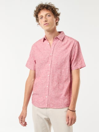 Blouse met korte mouw van gemengd linnen