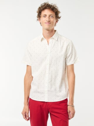 Blouse met korte mouw van gemengd linnen