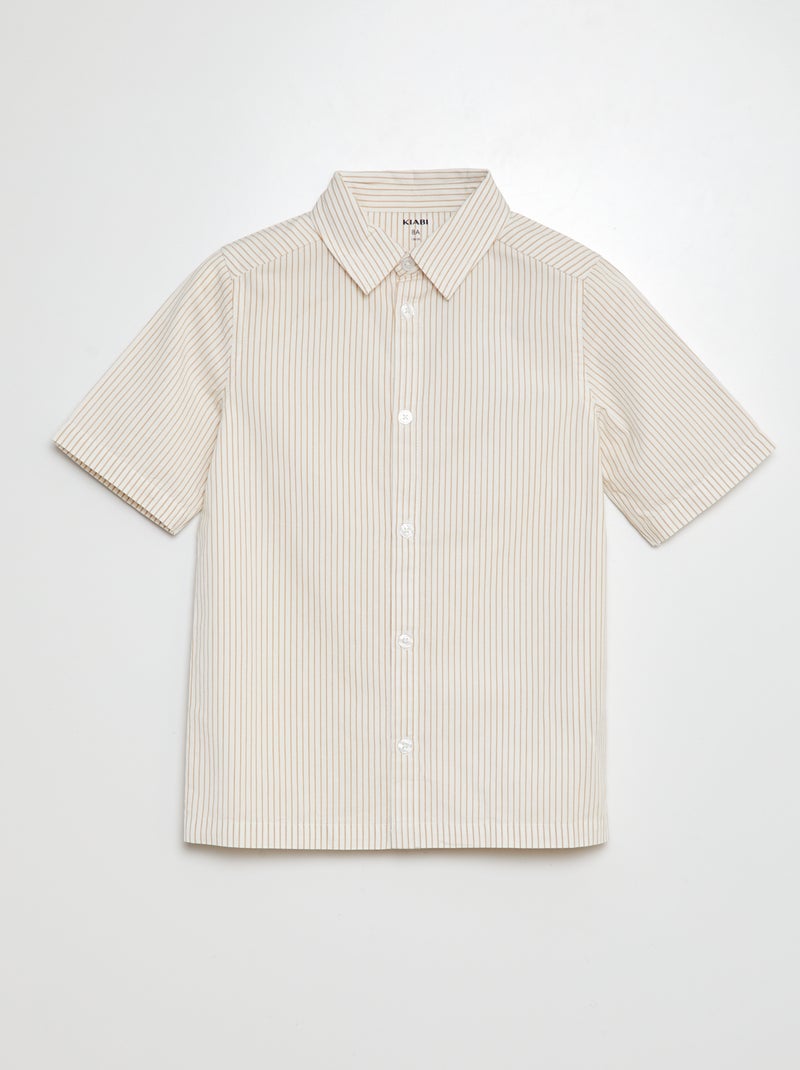 Blouse met korte mouw van popeline BIEGE - Kiabi