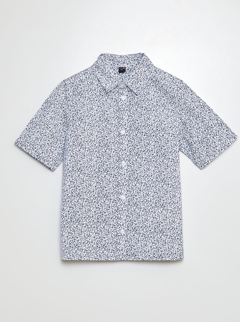 Blouse met korte mouw van popeline WIT - Kiabi