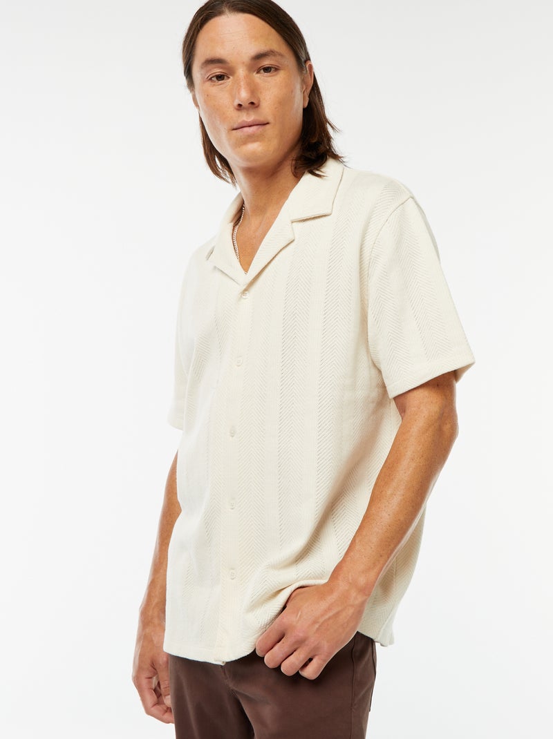 Blouse met korte mouw van tricot met ajourmotiefje Wit - Kiabi