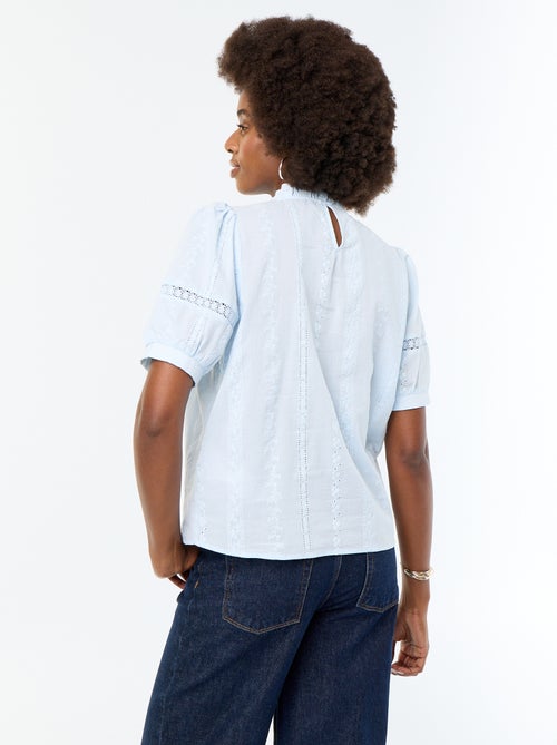 Blouse met korte mouwen en borduursels - Kiabi