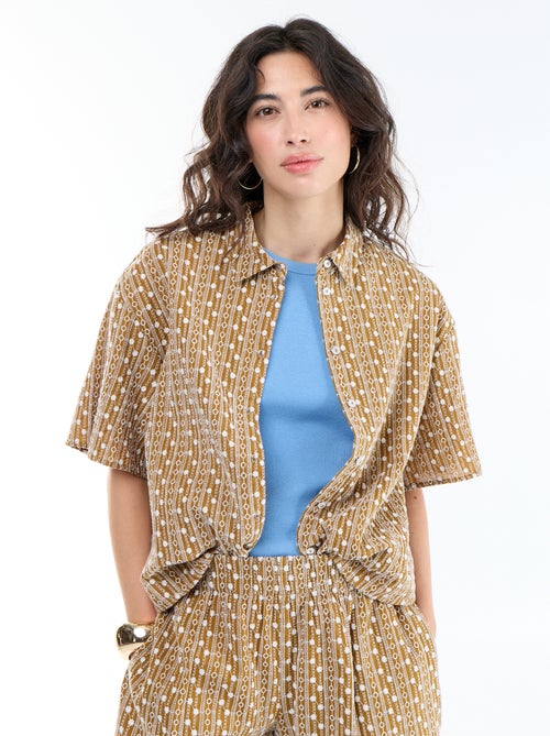 Blouse met korte mouwen en borduursels - Kiabi