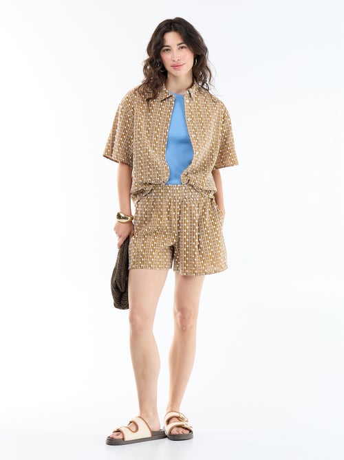 Blouse met korte mouwen en borduursels - Kiabi