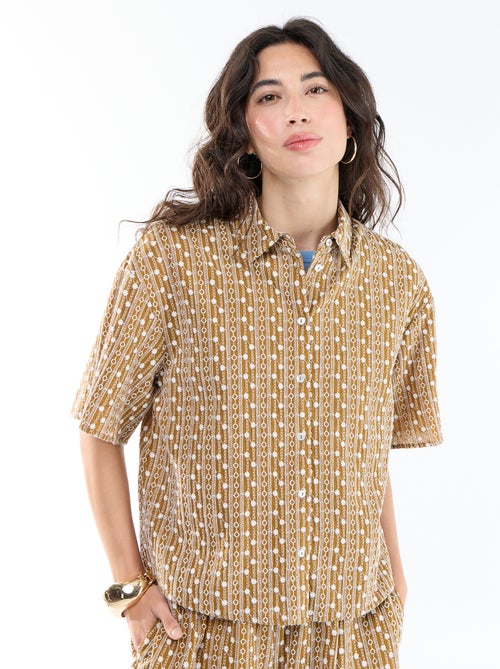 Blouse met korte mouwen en borduursels - Kiabi