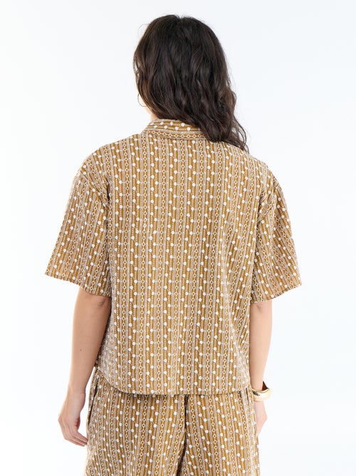 Blouse met korte mouwen en borduursels - Kiabi