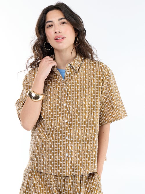 Blouse met korte mouwen en borduursels - Kiabi
