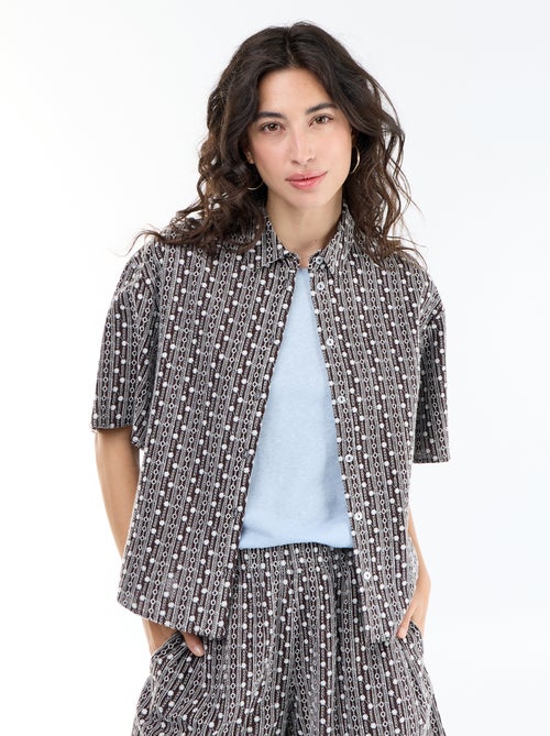 Blouse met korte mouwen en borduursels - Kiabi