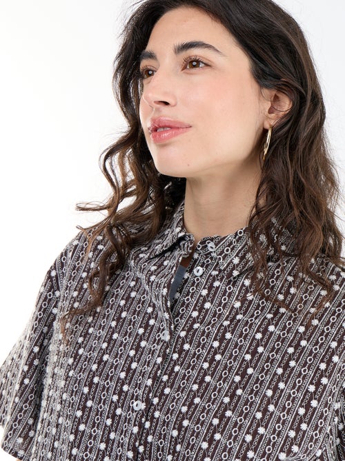 Blouse met korte mouwen en borduursels - Kiabi