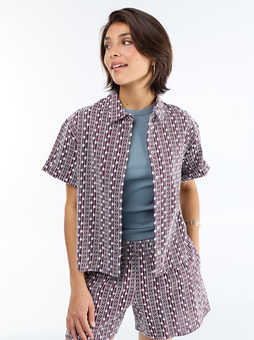 Blouse met korte mouwen en borduursels - Kiabi
