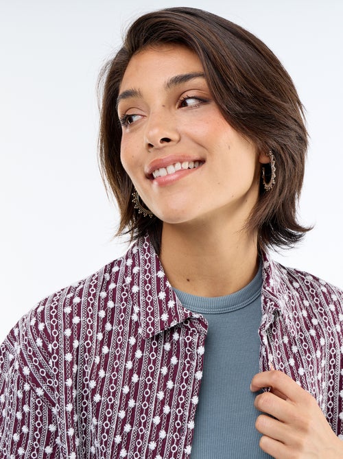 Blouse met korte mouwen en borduursels - Kiabi