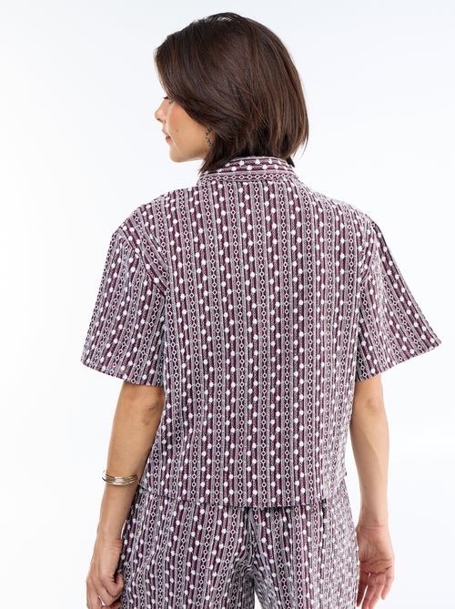 Blouse met korte mouwen en borduursels - Kiabi