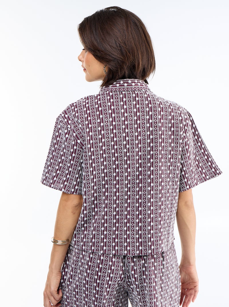 Blouse met korte mouwen en borduursels Rose - Kiabi