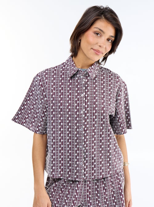 Blouse met korte mouwen en borduursels - Kiabi