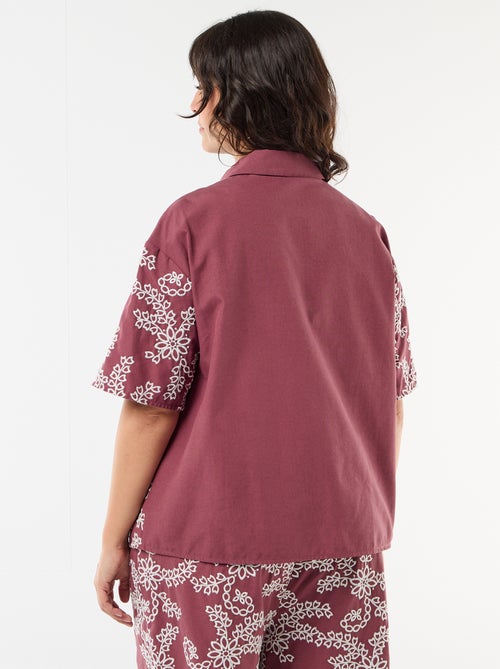 Blouse met korte mouwen en borduursels - Kiabi