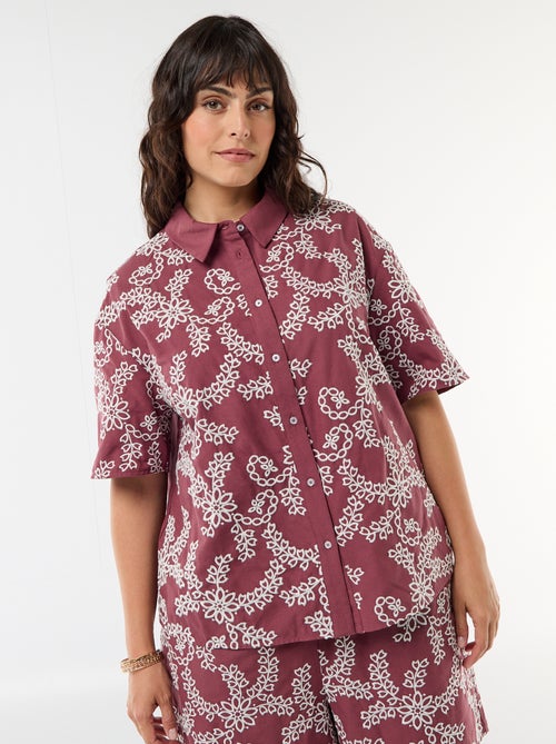 Blouse met korte mouwen en borduursels - Kiabi