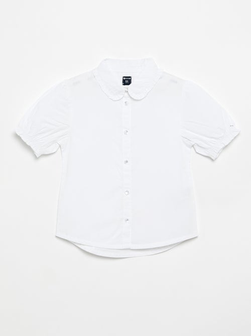 Blouse met korte mouwen en Claudinekraag - Kiabi