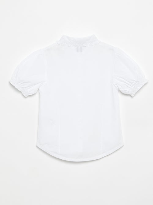 Blouse met korte mouwen en Claudinekraag - Kiabi