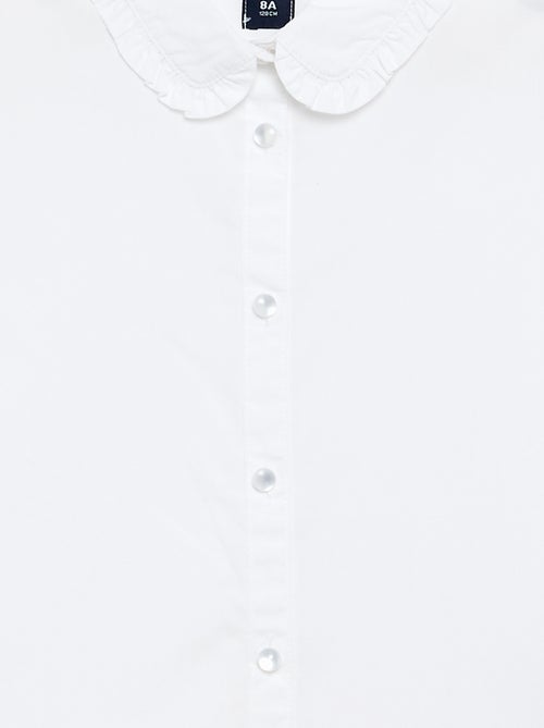 Blouse met korte mouwen en Claudinekraag - Kiabi