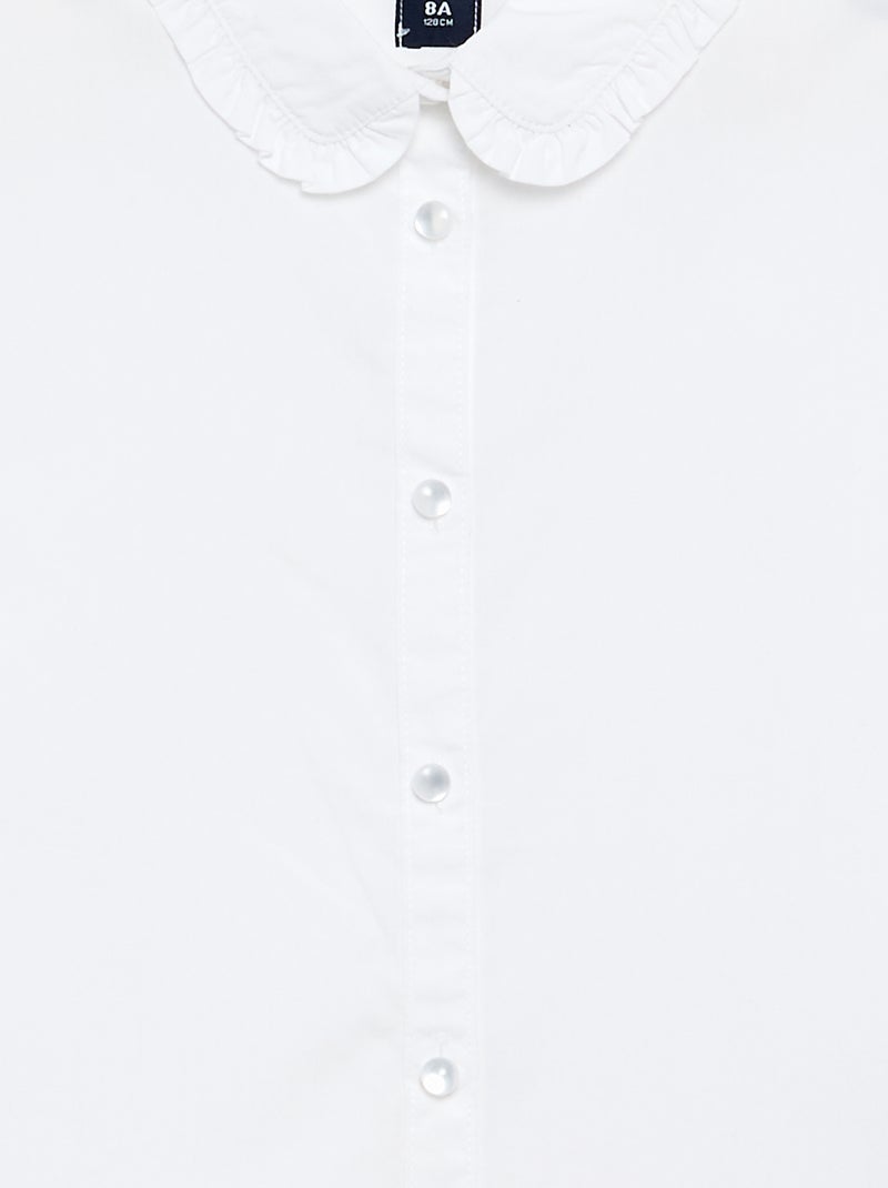 Blouse met korte mouwen en Claudinekraag Wit - Kiabi