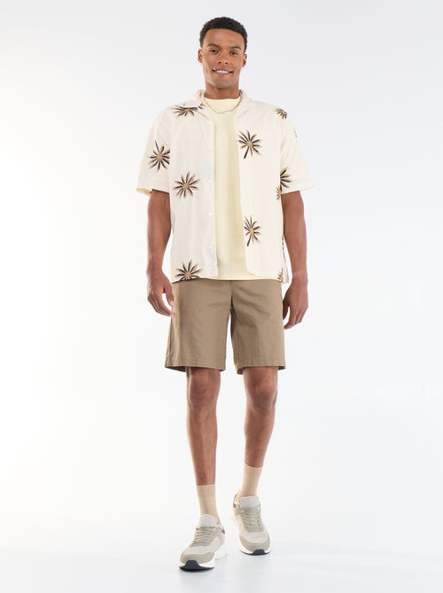Blouse met korte mouwen en geborduurd motief - Kiabi